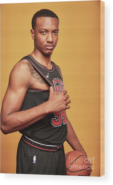 Wendell Carter Wood Print featuring the photograph 2018 Nba Rookie Photo Shoot #23 by Jennifer Pottheiser