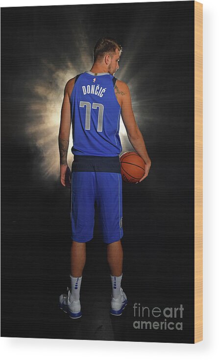 Luka Doncic Wood Print featuring the photograph 2018 Nba Rookie Photo Shoot #24 by Jesse D. Garrabrant