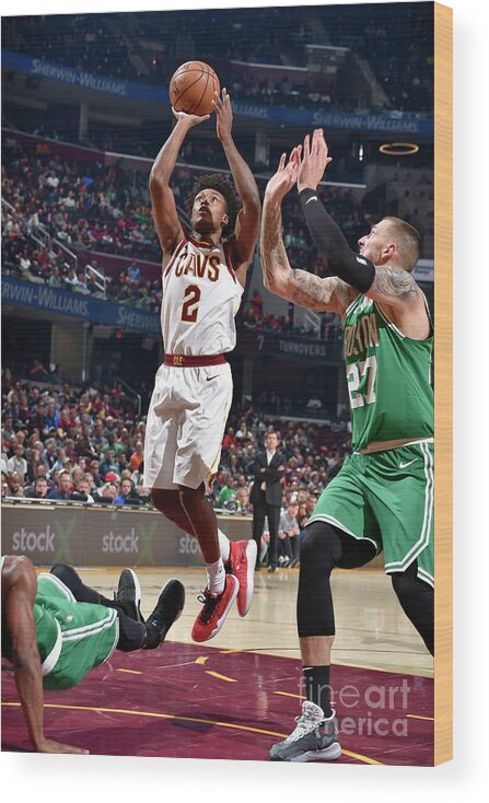 Collin Sexton Wood Print featuring the photograph Boston Celtics V Cleveland Cavaliers by David Liam Kyle