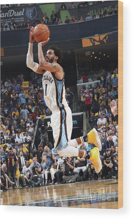 Mike Conley Wood Print featuring the photograph San Antonio Spurs V Memphis Grizzlies - #27 by Joe Murphy