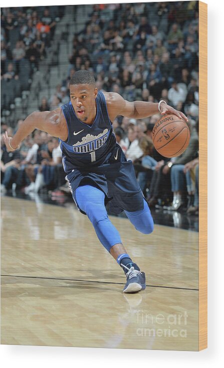 Dennis Smith Jr Wood Print featuring the photograph Dallas Mavericks V San Antonio Spurs #3 by Mark Sobhani