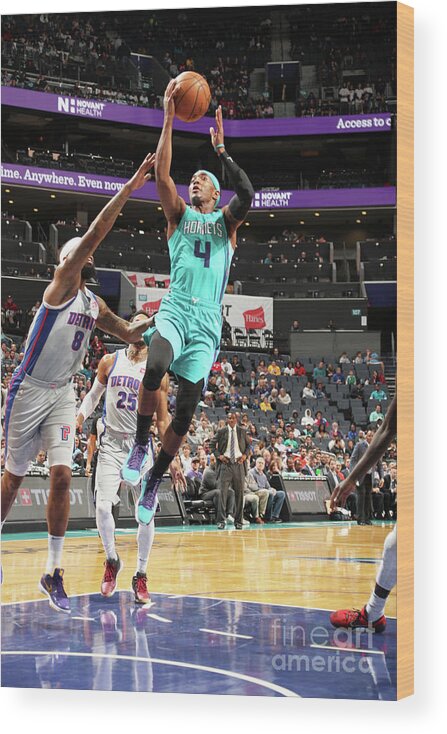 Nba Pro Basketball Wood Print featuring the photograph Detroit Pistons V Charlotte Hornets by Kent Smith