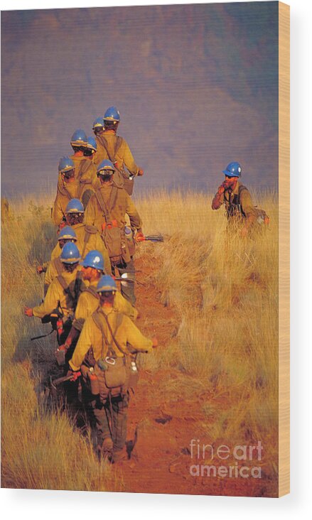 United States Wood Print featuring the photograph Firefighters #3 by Kari Greer/science Photo Library