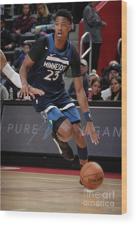 Nba Pro Basketball Wood Print featuring the photograph Minnesota Timberwolves V Detroit Pistons by Brian Sevald