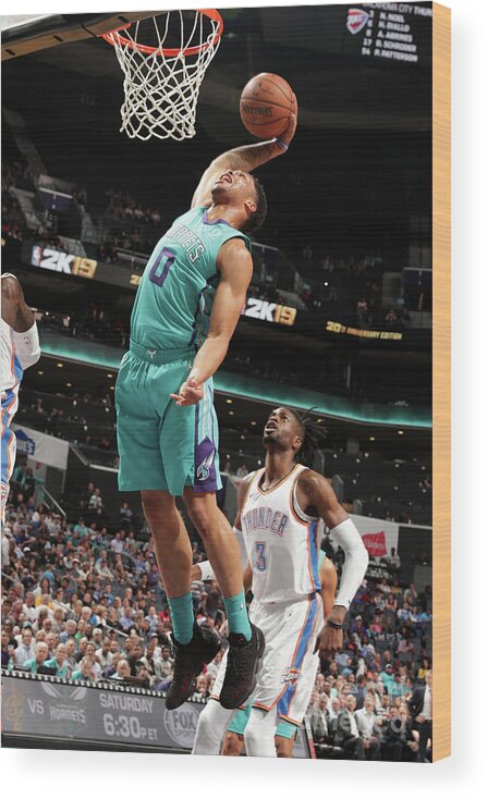 Miles Bridges Wood Print featuring the photograph Oklahoma City Thunder V Charlotte #3 by Kent Smith