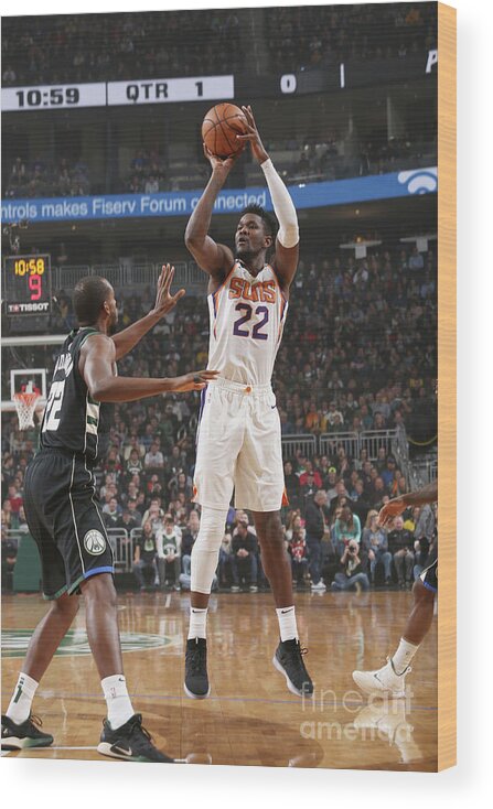 Nba Pro Basketball Wood Print featuring the photograph Phoenix Suns V Milwaukee Bucks by Gary Dineen