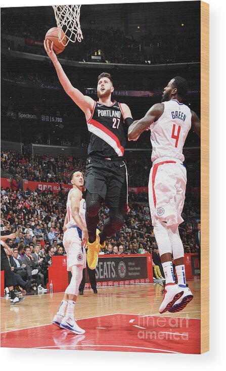 Jusuf Nurkic Wood Print featuring the photograph Portland Trail Blazers V La Clippers by Andrew D. Bernstein