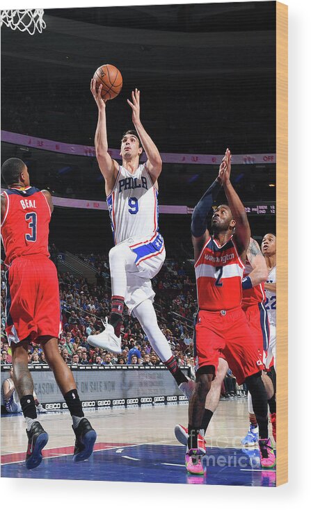 Dario Saric Wood Print featuring the photograph Washington Wizards V Philadelphia 76ers by Jesse D. Garrabrant