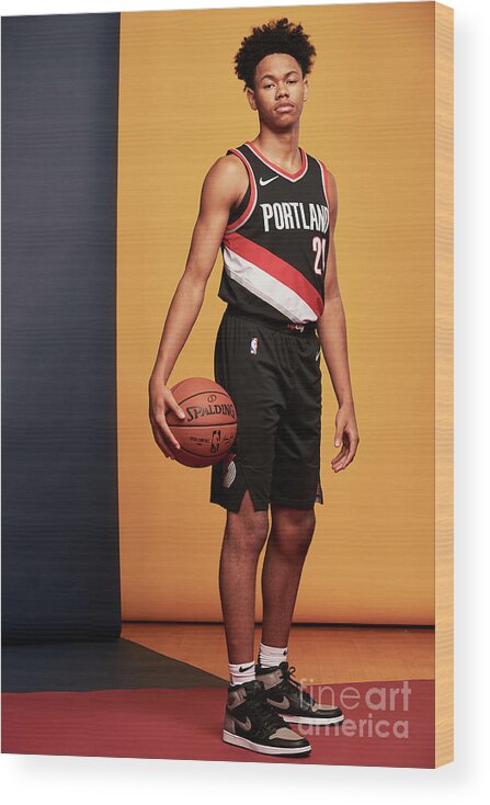 Anfernee Simons Wood Print featuring the photograph 2018 Nba Rookie Photo Shoot #31 by Jennifer Pottheiser