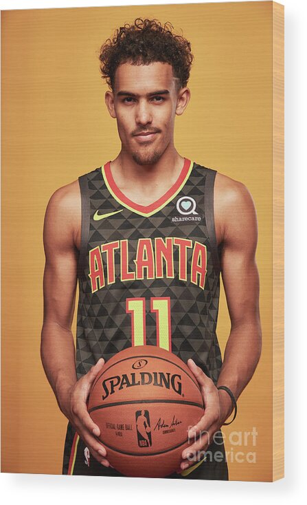 Trae Young Wood Print featuring the photograph 2018 Nba Rookie Photo Shoot #325 by Jennifer Pottheiser