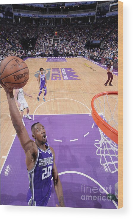 Nba Pro Basketball Wood Print featuring the photograph Milwaukee Bucks V Sacramento Kings by Rocky Widner