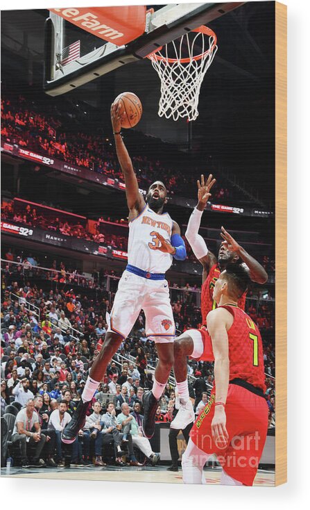 Tim Hardaway Jr Wood Print featuring the photograph New York Knicks V Atlanta Hawks by Scott Cunningham
