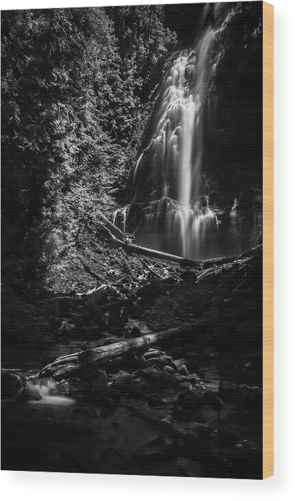 Black And White Wood Print featuring the photograph Proxy Falls #4 by Cat Connor