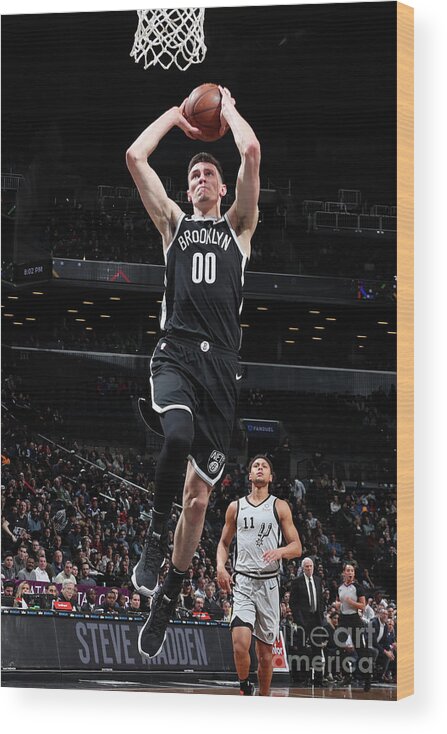 Rodions Kurucs Wood Print featuring the photograph San Antonio Spurs V Brooklyn Nets #4 by Nathaniel S. Butler