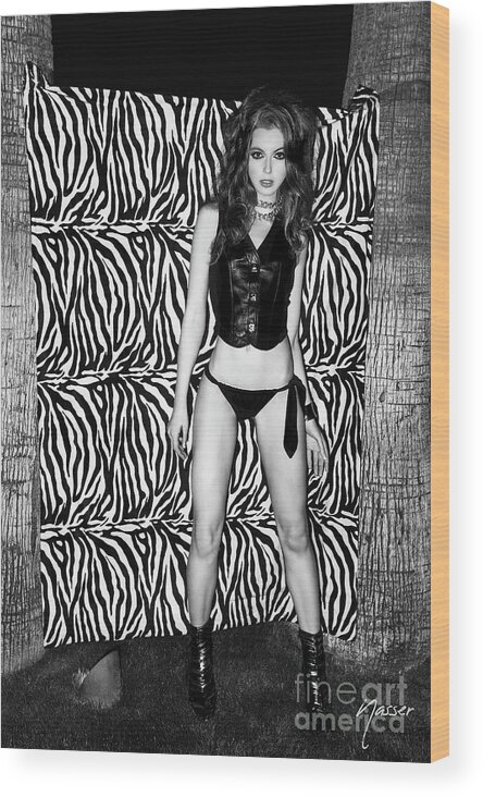 Top Artist Wood Print featuring the photograph 4258 Model Shantia Zebra Party Scottsdale Arizona IVCCLVIII by Amyn Nasser Fashion Photographer