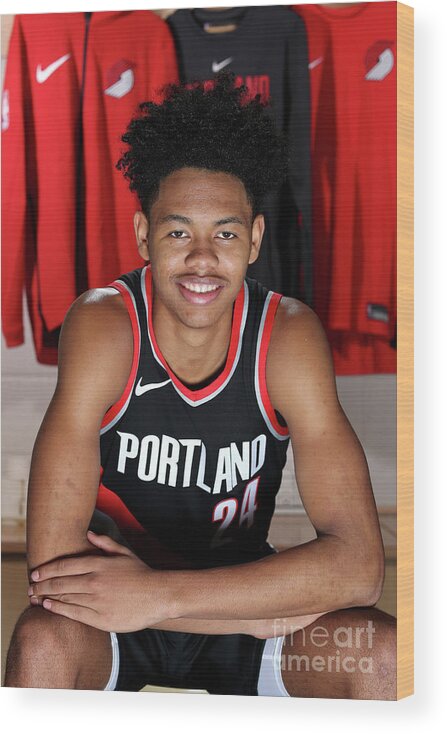 Anfernee Simons Wood Print featuring the photograph 2018 Nba Rookie Photo Shoot by Nathaniel S. Butler
