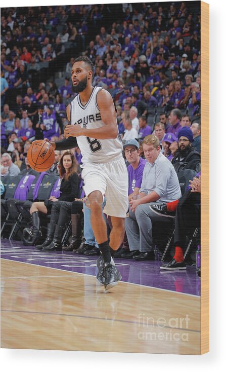 Patty Mills Wood Print featuring the photograph San Antonio Spurs V Sacramento Kings #44 by Rocky Widner