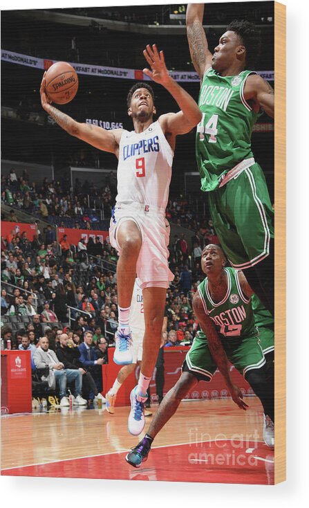 Tyrone Wallace Wood Print featuring the photograph Boston Celtics V La Clippers #5 by Andrew D. Bernstein