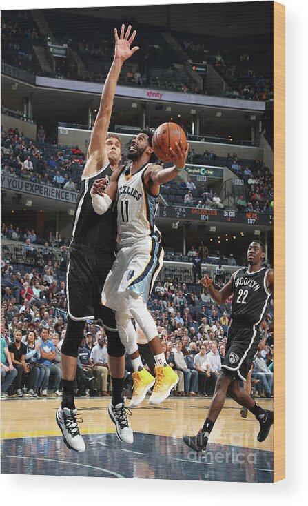 Mike Conley Wood Print featuring the photograph Brooklyn Nets V Memphis Grizzlies by Joe Murphy