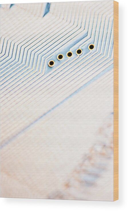 Electrical Component Wood Print featuring the photograph Close-up Of A Circuit Board #5 by Nicholas Rigg