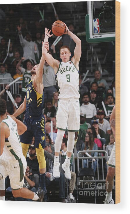 Nba Pro Basketball Wood Print featuring the photograph Indiana Pacers V Milwaukee Bucks by Gary Dineen