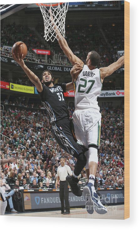 Nba Pro Basketball Wood Print featuring the photograph Minnesota Timberwolves V Utah Jazz by Melissa Majchrzak