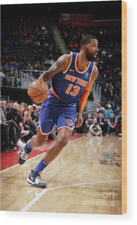 Marcus Morris Sr Wood Print featuring the photograph New York Knicks V Detroit Pistons by Brian Sevald