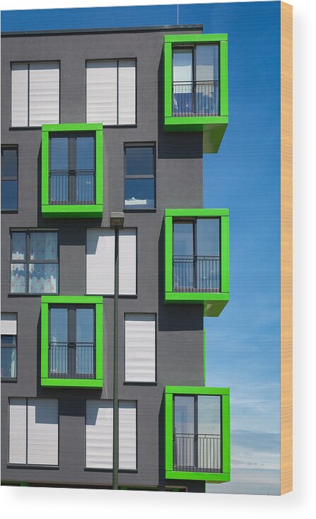 Building Wood Print featuring the photograph 5xgreen by Peter Pfeiffer