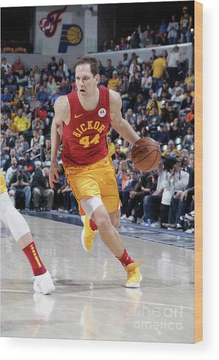 Bojan Bogdanovic Wood Print featuring the photograph Brooklyn Nets V Indiana Pacers by Ron Hoskins