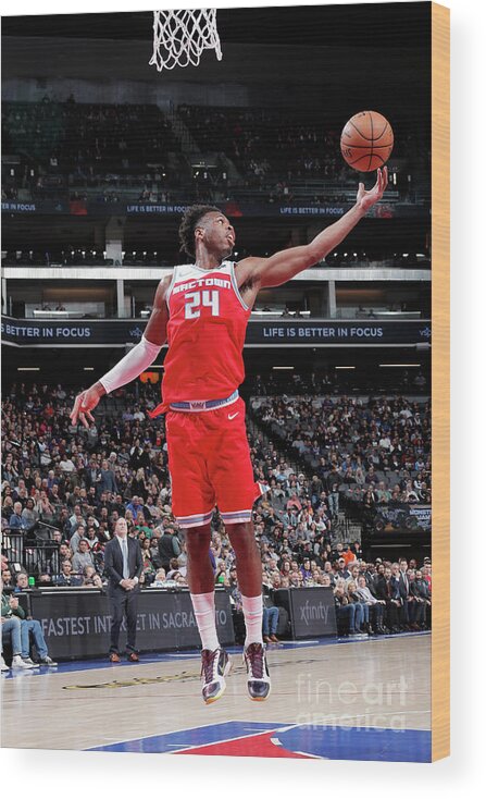 Buddy Hield Wood Print featuring the photograph Chicago Bulls V Sacramento Kings by Rocky Widner