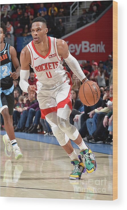 Russell Westbrook Wood Print featuring the photograph Houston Rockets V Cleveland Cavaliers #6 by David Liam Kyle