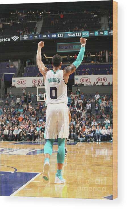 Miles Bridges Wood Print featuring the photograph Indiana Pacers V Charlotte Hornets by Kent Smith