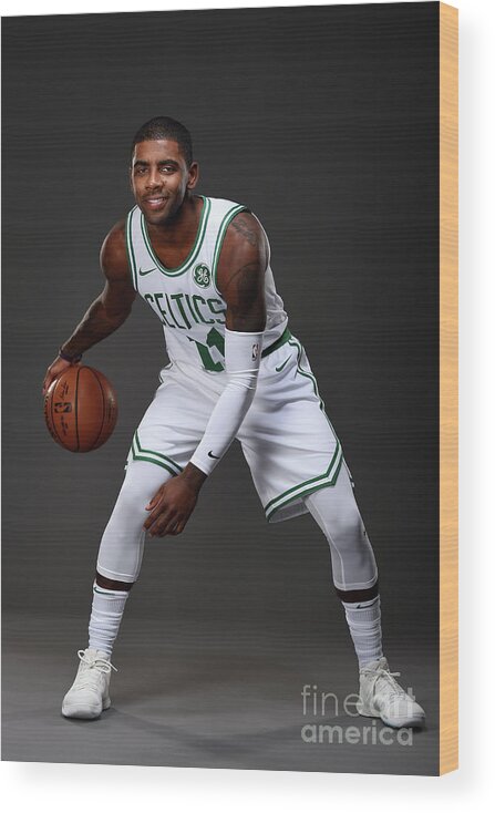 Kyrie Irving Wood Print featuring the photograph Kyrie Irving Boston Celtics Portraits #6 by Brian Babineau