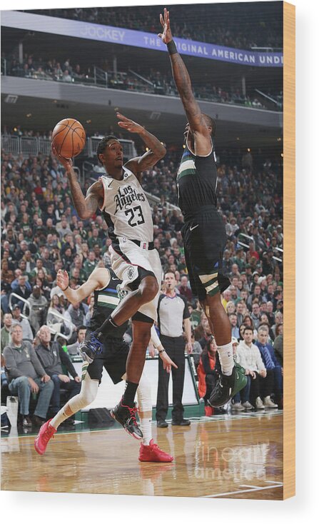 Lou Williams Wood Print featuring the photograph La Clippers V Milwaukee Bucks by Gary Dineen