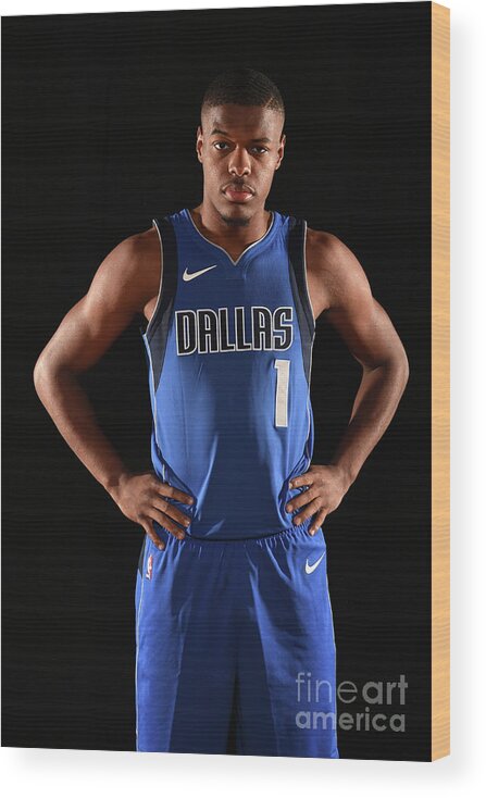 Dennis Smith Jr Wood Print featuring the photograph 2017 Nba Rookie Photo Shoot #63 by Brian Babineau