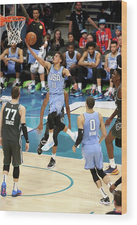 Trae Young Wood Print featuring the photograph 2019 Mtn Dew Ice Rising Stars #7 by Kent Smith