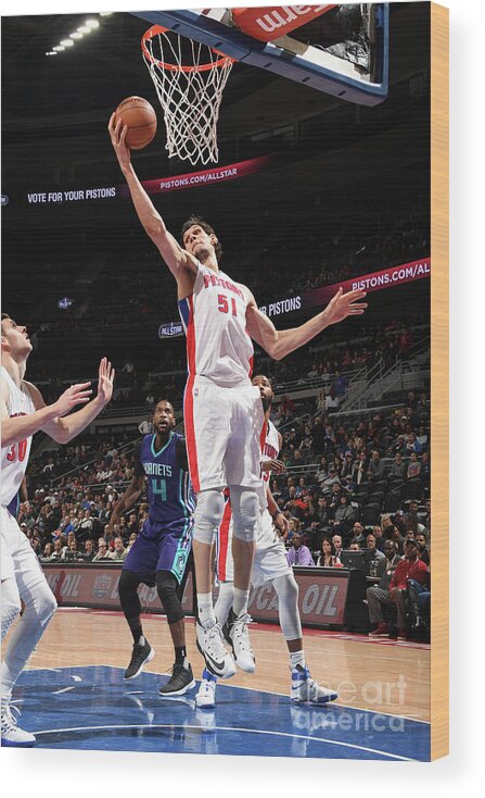 Nba Pro Basketball Wood Print featuring the photograph Charlotte Hornets V Detroit Pistons by Chris Schwegler