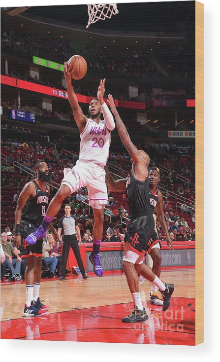 Josh Okogie Wood Print featuring the photograph Minnesota Timberwolves V Houston Rockets by Bill Baptist