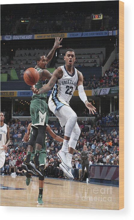 Nba Pro Basketball Wood Print featuring the photograph Milwaukee Bucks V Memphis Grizzlies by Joe Murphy