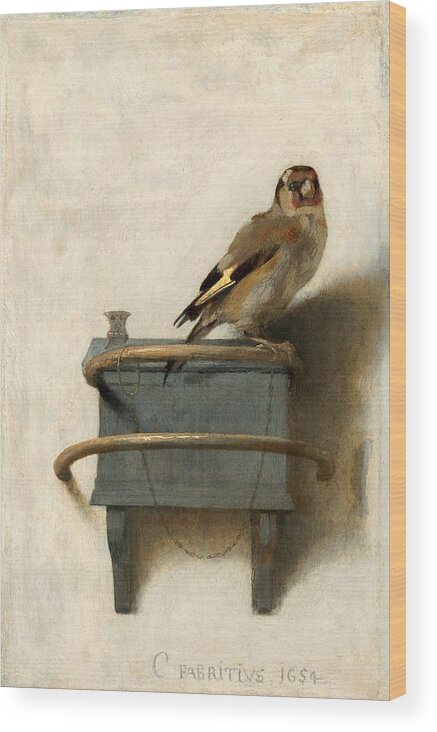 Carel Fabritius Wood Print featuring the painting The Goldfinch #2 by Carel Fabritius