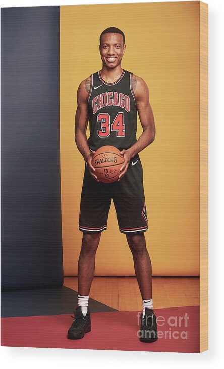 Wendell Carter Wood Print featuring the photograph 2018 Nba Rookie Photo Shoot by Jennifer Pottheiser
