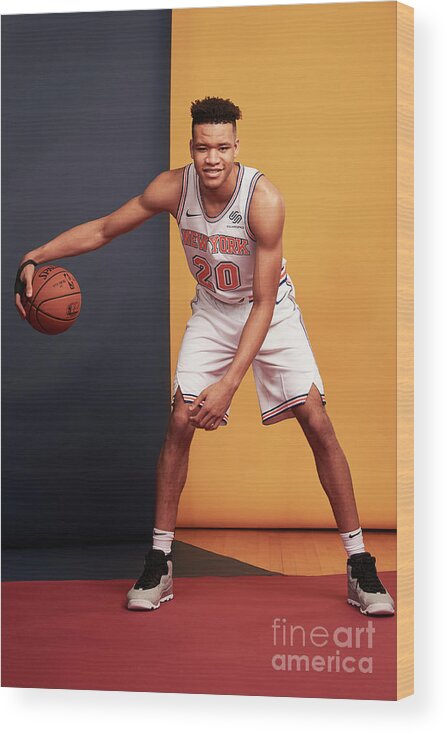 Kevin Knox Wood Print featuring the photograph 2018 Nba Rookie Photo Shoot by Jennifer Pottheiser