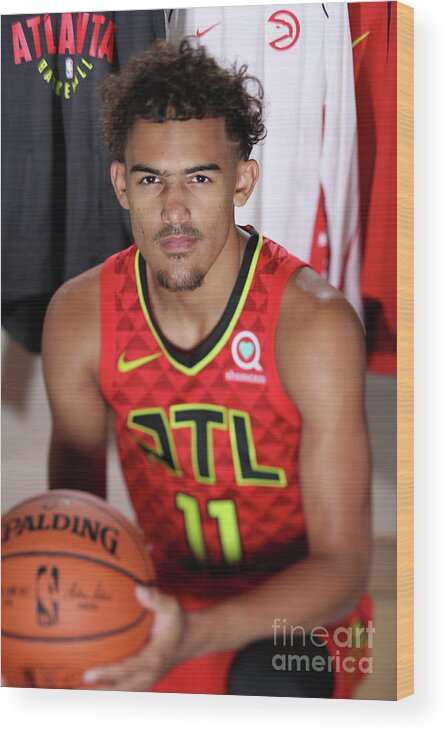 Trae Young Wood Print featuring the photograph 2018 Nba Rookie Photo Shoot by Nathaniel S. Butler
