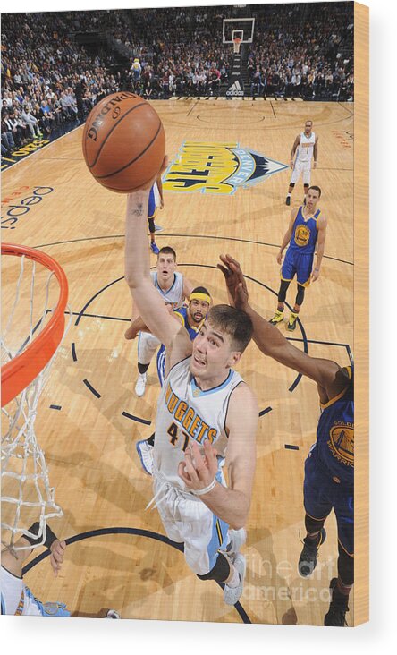 Nba Pro Basketball Wood Print featuring the photograph Golden State Warriors V Denver Nuggets by Garrett Ellwood