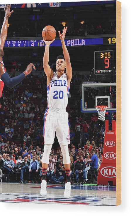 Timothe Luwawu-cabarrot Wood Print featuring the photograph Washington Wizards V Philadelphia 76ers #9 by Jesse D. Garrabrant