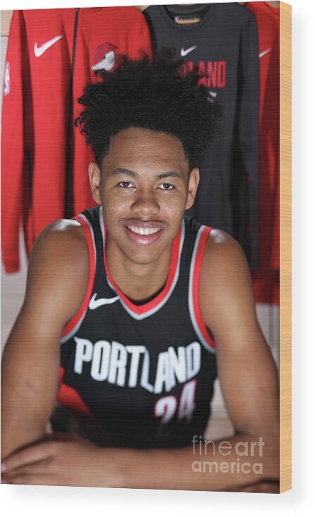 Anfernee Simons Wood Print featuring the photograph 2018 Nba Rookie Photo Shoot by Nathaniel S. Butler