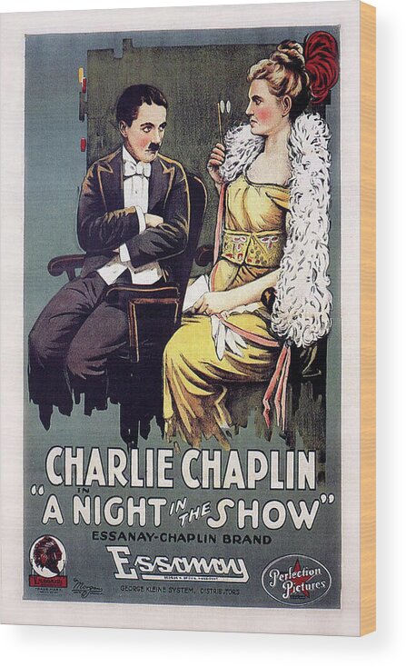 Charlie Chaplin Wood Print featuring the painting A Night in the Show by Charlie Chaplin