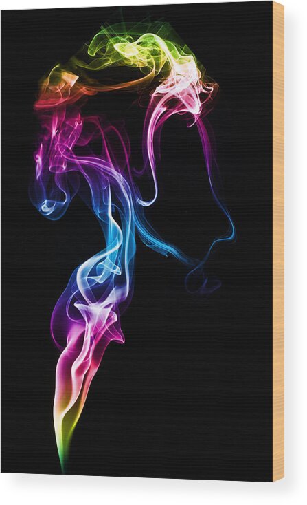 Abstract Wood Print featuring the photograph A Portrait In Smoke 2 by Steve Purnell