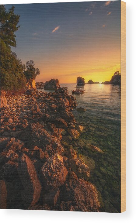 Sunset Wood Print featuring the photograph A Summer Sunset by Anastasios Gialopoulos