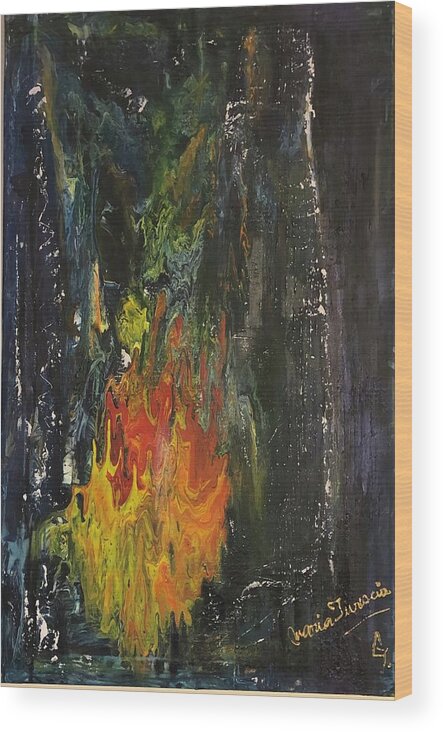 Fire Wood Print featuring the painting Abstract by Maria Iurescia